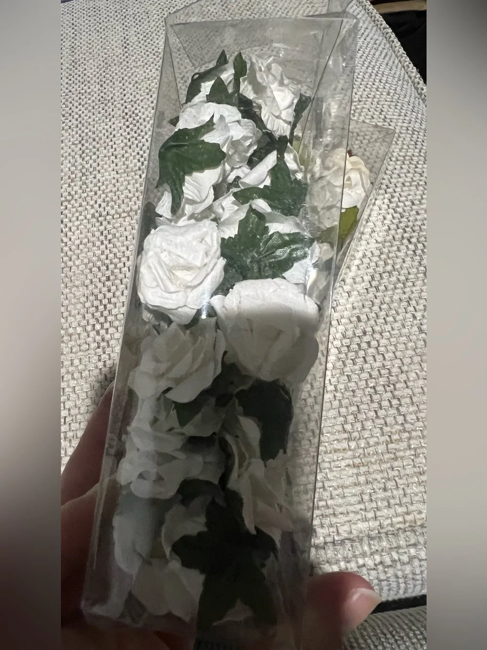 Celebrate It White Paper Rose Floral Accents with Green Leaves